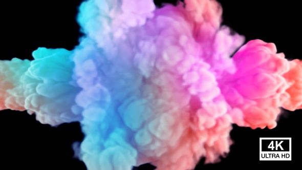 Collision Of Two Streams Of Festival Colored Smoke And Dissipate 4K