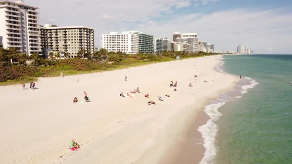 Beachgoers In Miami Fl Aerials Circa 2021