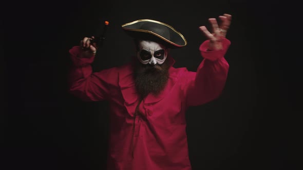 Man with Beard Dressed Up Like a Drunk Pirate