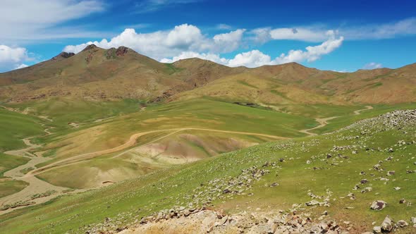 Aerial Mountains Landscape in Orkhon Valley