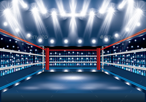 Boxing Ring with Spotlights.