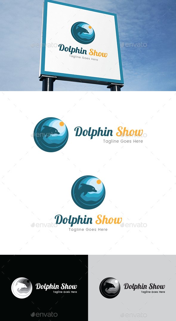 Dolphin Show Logo Template