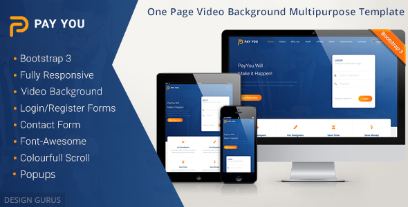 PayYou - Bootstrap 3 One Page Video Background MultiPurpose Responsive Template