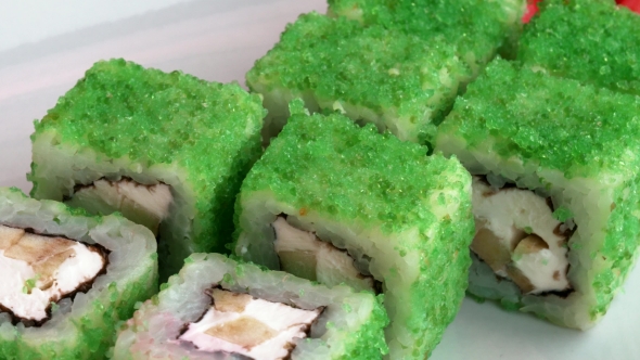 Sushi with Green Caviar
