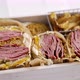Enormous Sandwiches with Pastrami Beef in Wooden Box - VideoHive Item for Sale