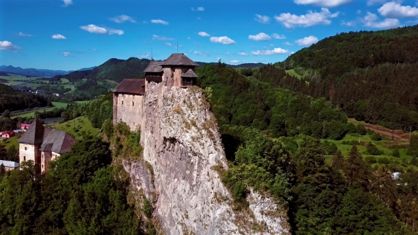 Flying Around Orava Castle, Slovakia.