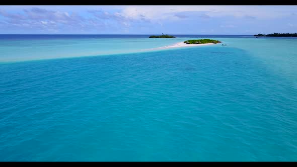 Aerial above seascape of paradise coastline beach holiday by transparent sea and white sand backgrou