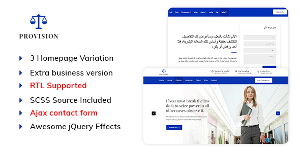 Provision - Minimal Lawyers Attorneys and Law Firm HTML Template