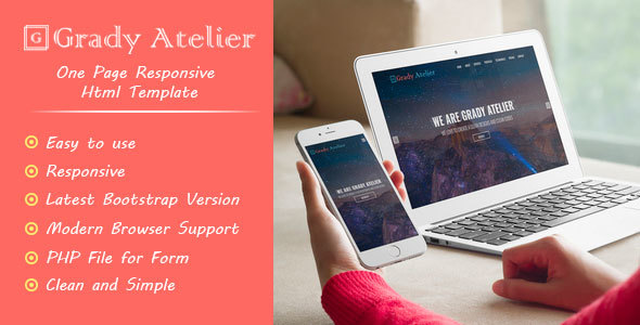 Grady Atelier – One Page Responsive HTML5 Template – 0 Sold!