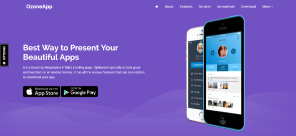 Ozone App -  Apps / Games Landing Page Template - Responsive HTML5 Template