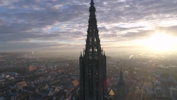 Ulm Minster Sunrise with Drone