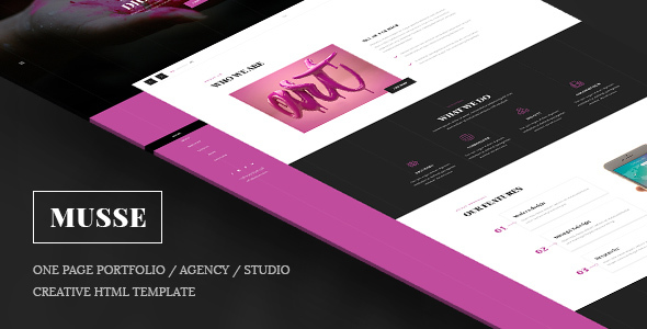 Musse - One Page Portfolio / Agency / Studio Creative Html Template