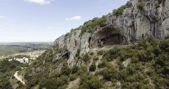 Rock mountain cave in Reguengo Do Fetal, Leiria, Portugal - Aerial