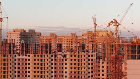 Aerial Shot Construction of the House Using Crane alt
