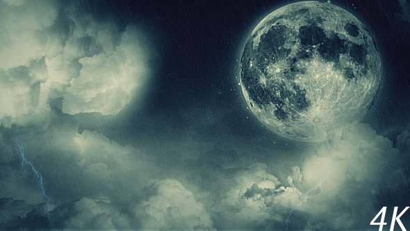 Flying Through Thunder Clouds Under the Moon