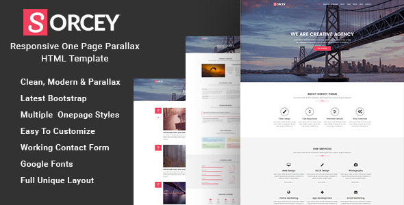 Sorcey - Responsive One Page Parallax HTML Template