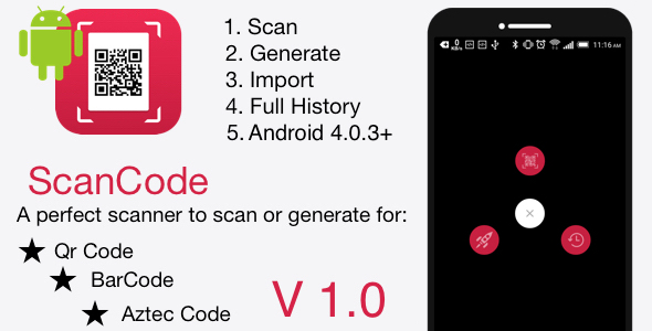 ScanCode | Android QR Code and Barcode features Application (Admob)