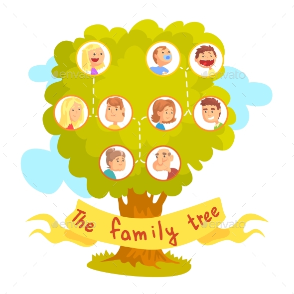 Family Tree with Portraits of Relatives