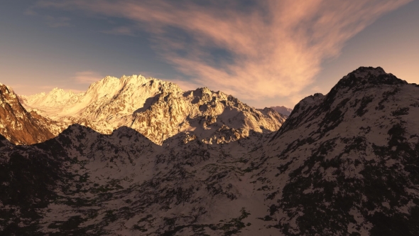 Mountains in Snow and Blue Sky alt