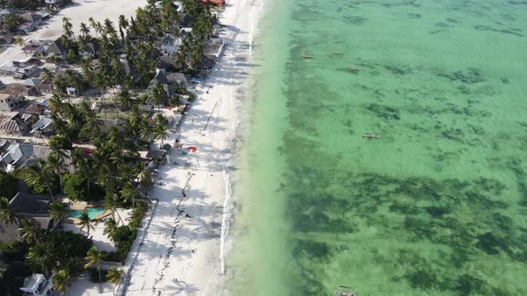 Boats in the Ocean Near the Coast of Zanzibar Tanzania Slow Motion