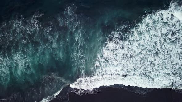 Drone fly over the sea wave