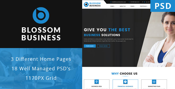 Blossom Business - Professional Business PSD Template