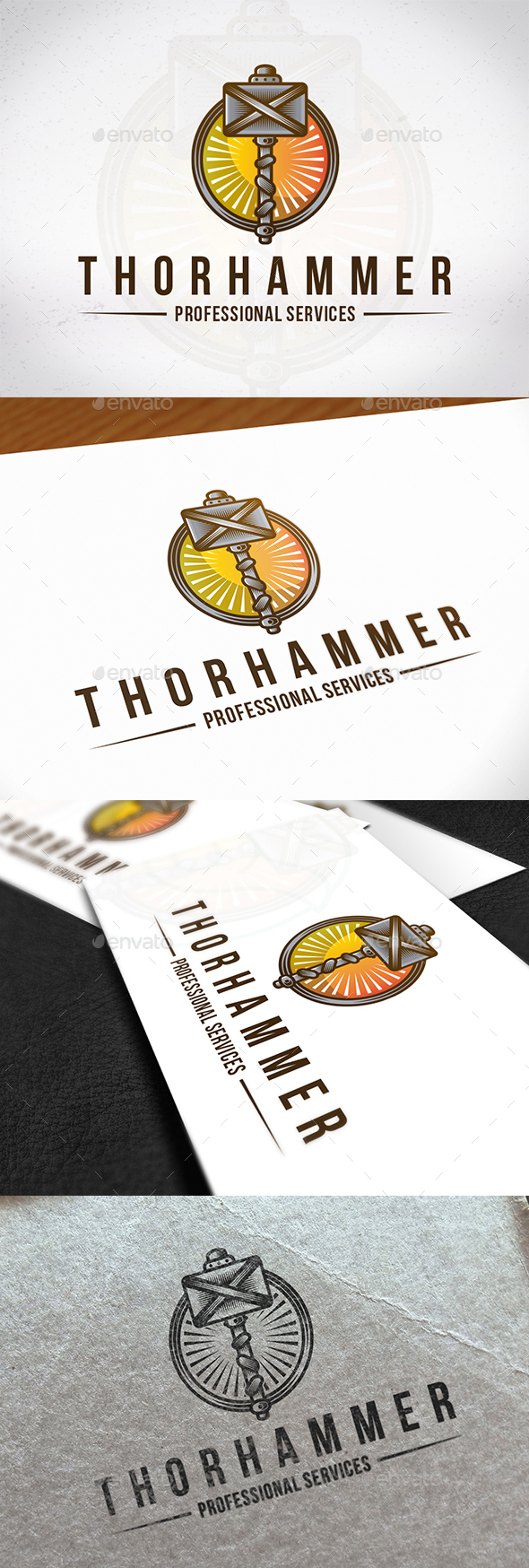 Thor Hammer Logo Crest