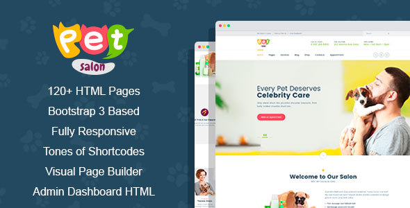Pet Salon - Veterinary Medecine & Grooming HTML Template with Visual Page Builder