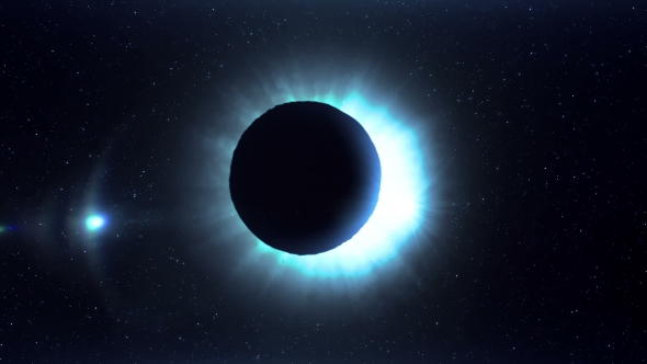 Blue Futuristic Solar Eclipse in Space alt