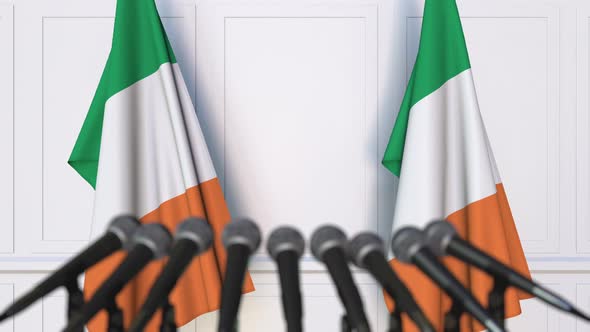 Irish Official Press Conference with Flags