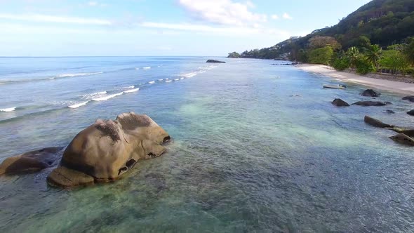 Aerial View Of Beau Vallon Beach And Rocks And Palms, Mahe Island, Seychelles 3