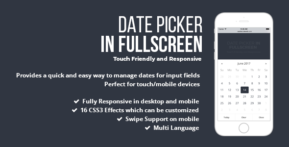 Date Picker In Fullscreen - jQuery Plugin
