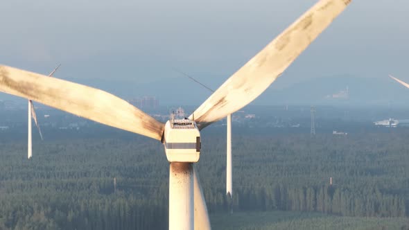 Wind Turbines in mountain during sunset