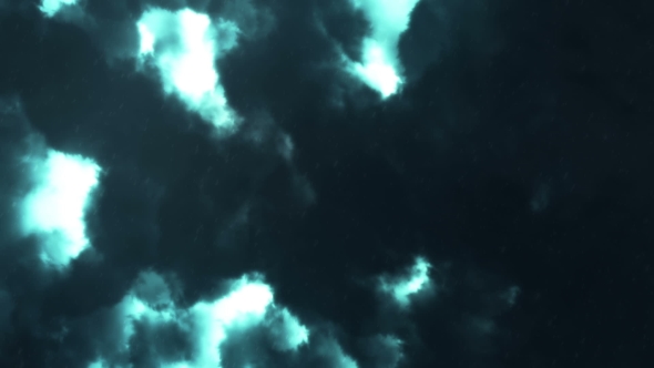 Severe Thunderstorm Clouds at Night with Lightning alt