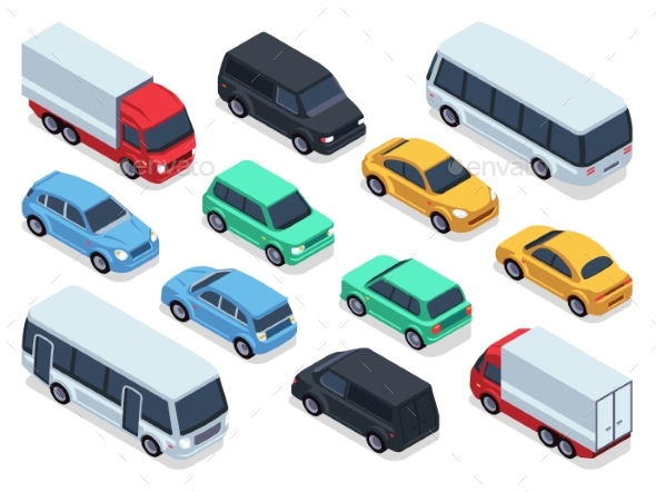 Isometric Vehicles and Cars for 3d City Traffic