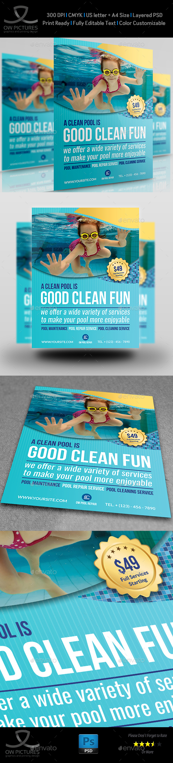 Swimming Pool Cleaning Service Flyer Template
