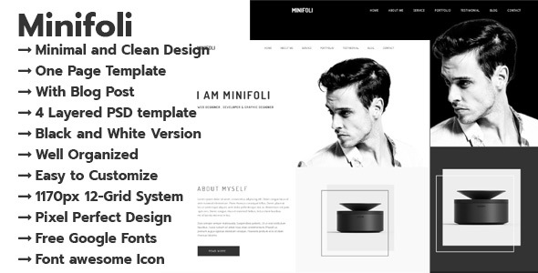 Minifoli - Personal Portfolio PSD Template