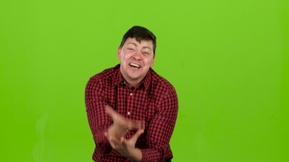 Aggressive Man, He Is Angry at All and Can Not Be Stopped. Green Screen