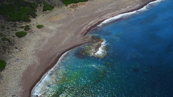 Top View Aerial From Flying Drone of an Amazingly Beautiful Sea Landscape with Turquoise Water