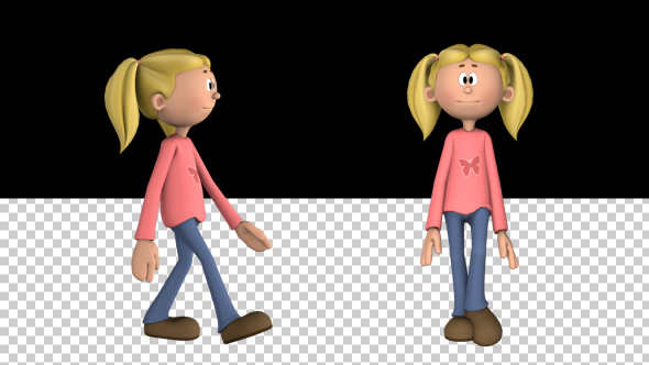 Toon Girl Walking - 2 Scene alt