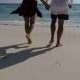Couple Coming To Water On Beach Back Rear View, Man and Woman Happy Raising Hands Sea Holiday - VideoHive Item for Sale