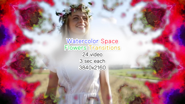 Watercolor Space Flowers Transitions 4K