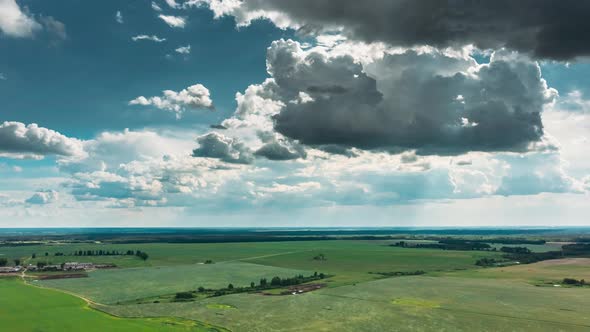 Timelapse Dronelapse Hyperlapse Aerial View Country Wheat Field