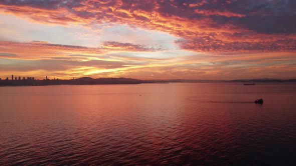 istanbul city viev before sunrise with amazing colors