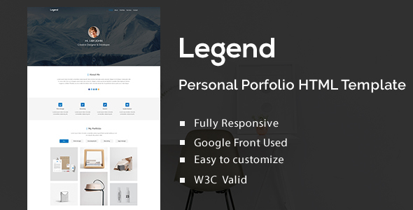 Legend Bootstrap Personal Portfolio HTML Template