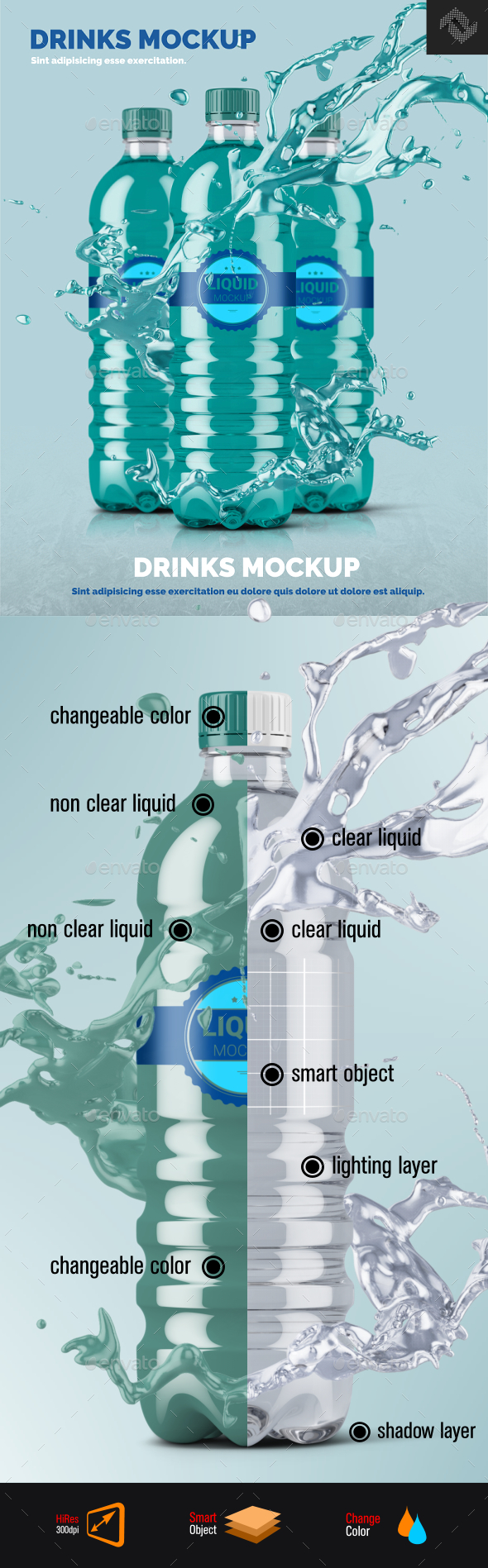 Clear Plastic Bottle Mockup Shape 10