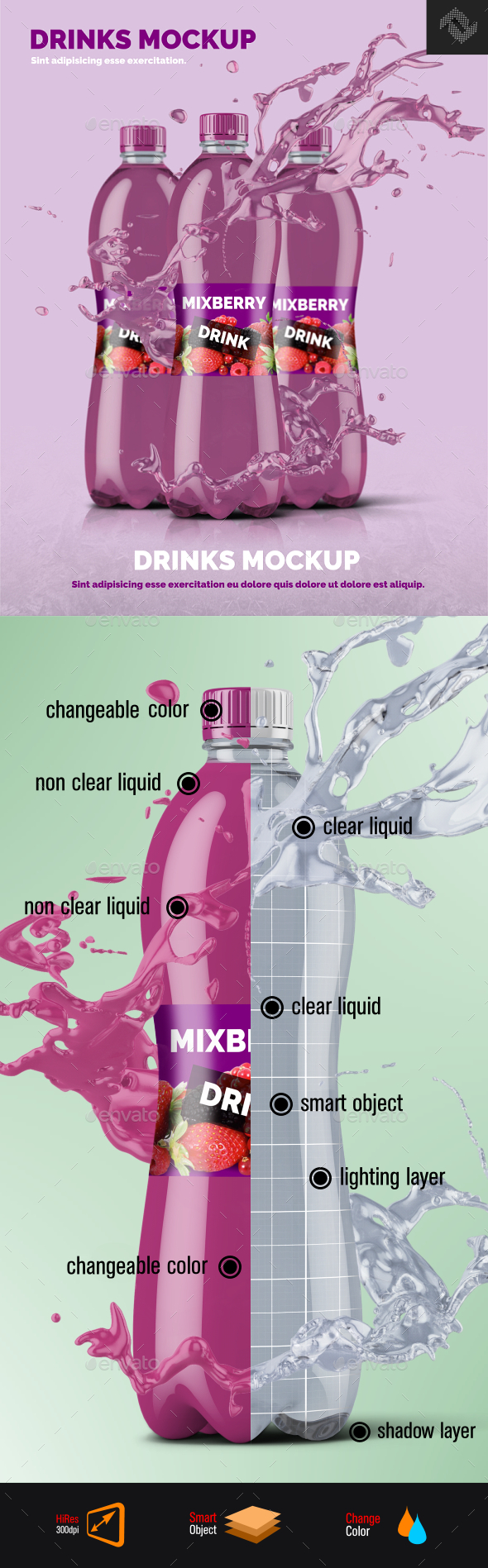 Clear Plastic Bottle Mockup Shape 8