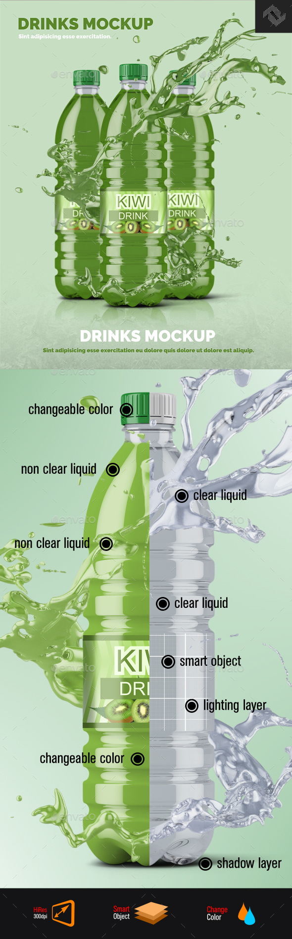 Clear Plastic Bottle Mockup Shape 7