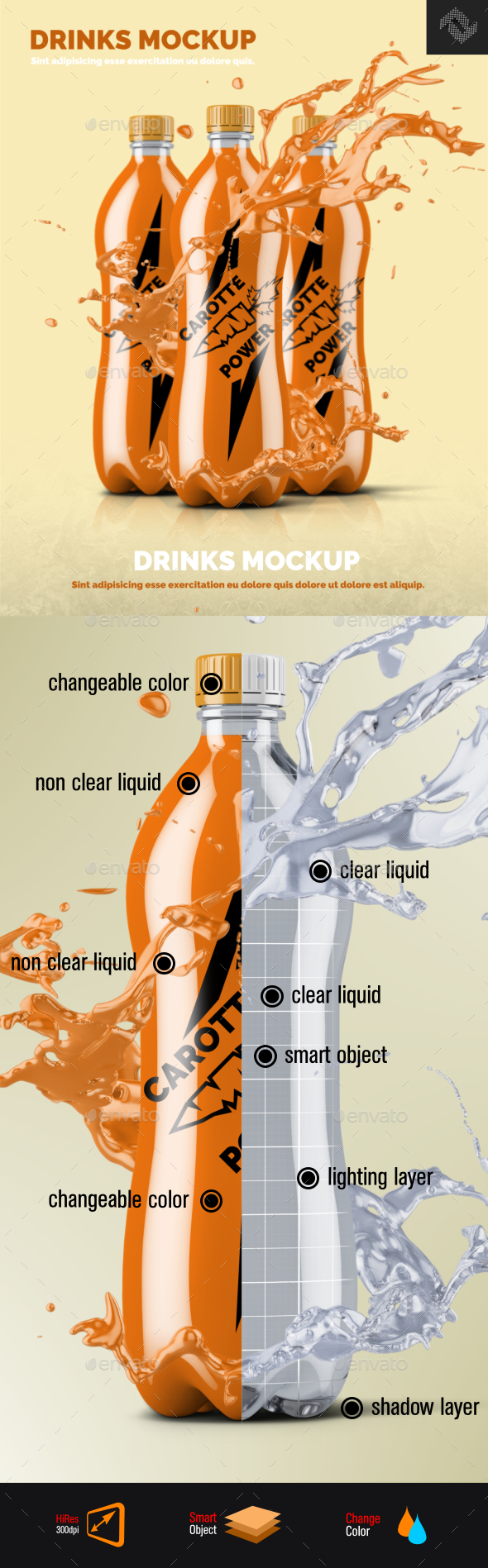 Clear Plastic Bottle Mockup Shape 6