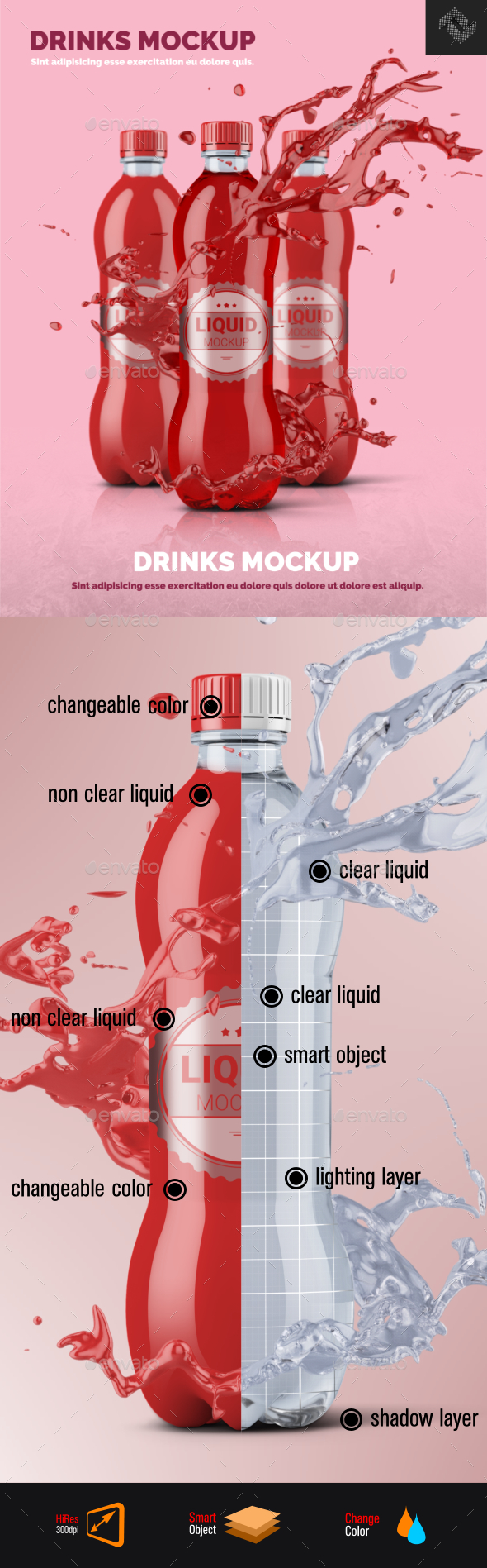 Clear Plastic Bottle Mockup Shape 5